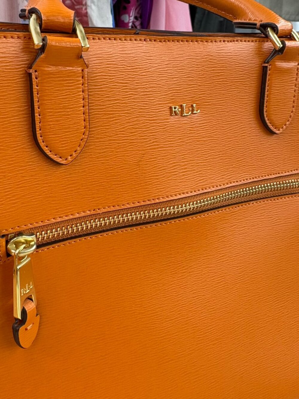 orange Lauren Ralph Lauren Newbury Sabine Satchel - Picture 4 of 14
